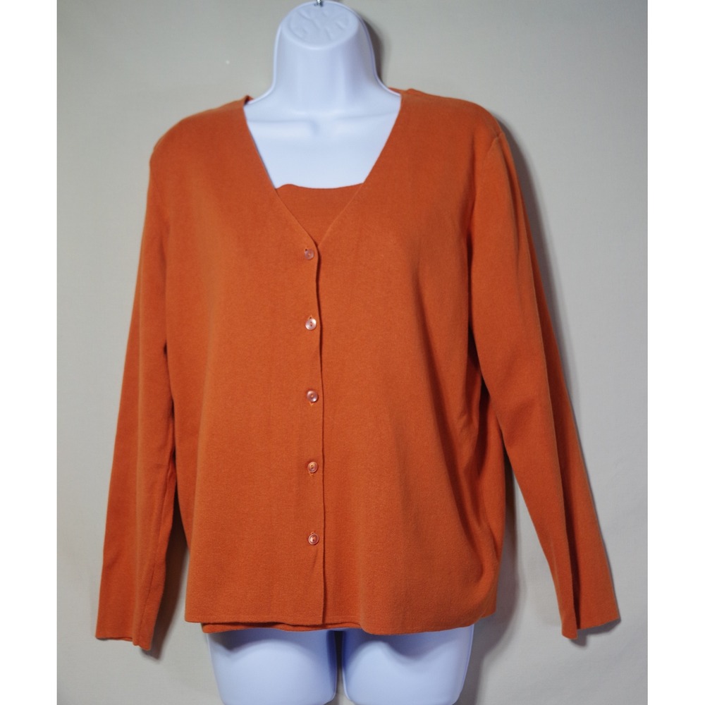 NWT Designers Originals M/L Autumn Orange Cotton Stretch Tank/Cardigan Set